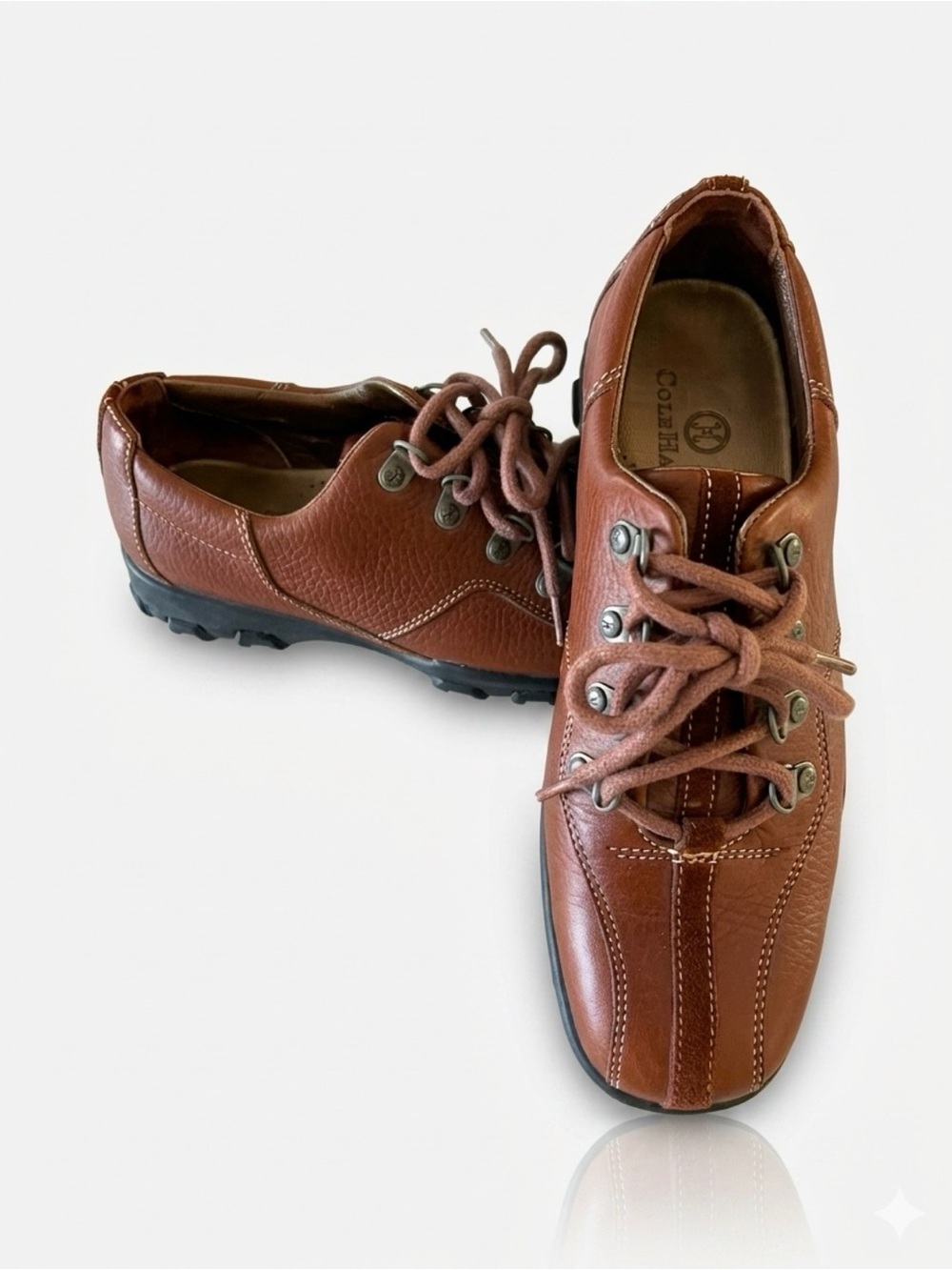 Cole Haan Brown Leather Lace-Up Waterproof Shoes